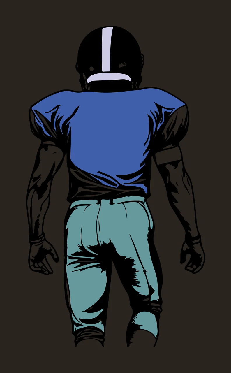 Football Player Standing Rear View person helmet jersey pants contrast preview thumbnail
