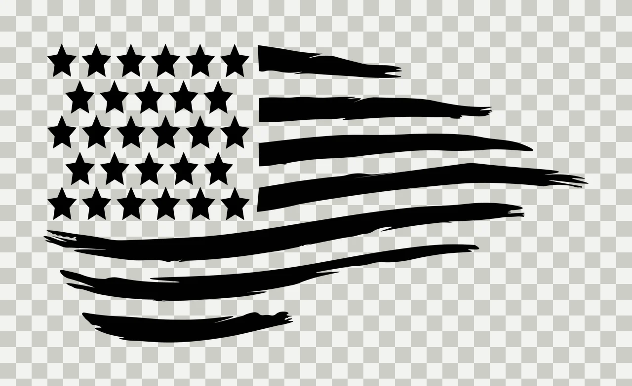 Black Flag American Waving Effect Silhouette stars stripes transparency and detail preview thumbnail