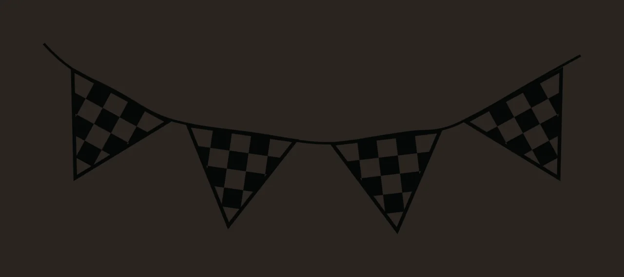 String Of Hanging Triangular Checkered Flag Pennants pennant banner contrast preview thumbnail
