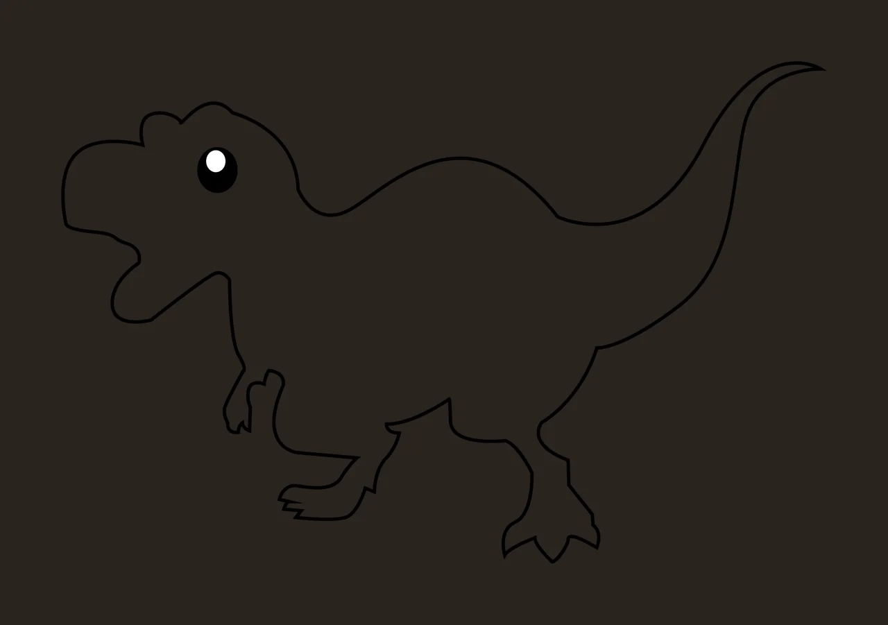 Dinosaur Outline With Open Mouth standing body tail limbs line art contrast preview thumbnail