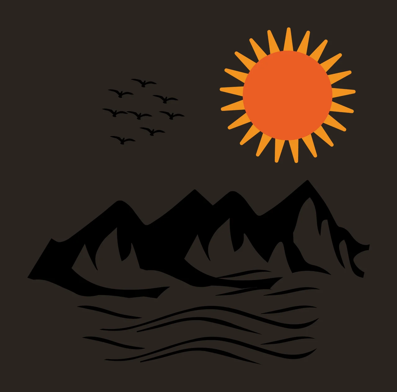 Sun Mountains And Birds Nature Scene landscape water silhouette contrast preview thumbnail