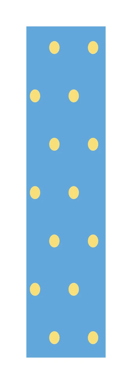 Polka dot pattern Illustration with yellow circles, polka dots, blue background and vertical rectangle in light blue