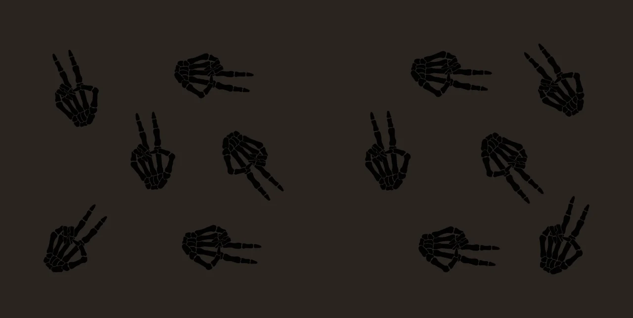 Skeleton Peace Scatter Of Hand Signs hands sign bones black contrast preview thumbnail