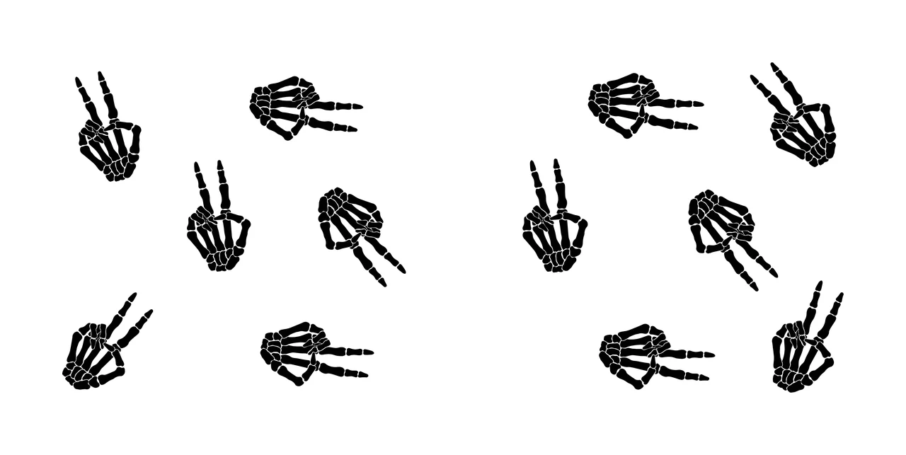 Skeleton Peace Scatter Of Hand Signs hands sign bones black