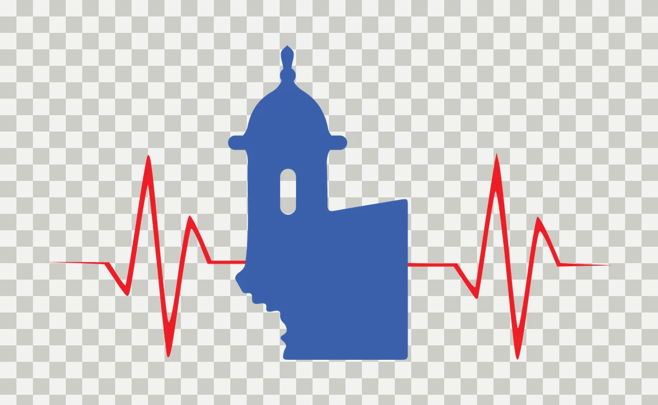 Watchtower Silhouette With Heartbeat Line building minimalist transparency and detail preview thumbnail