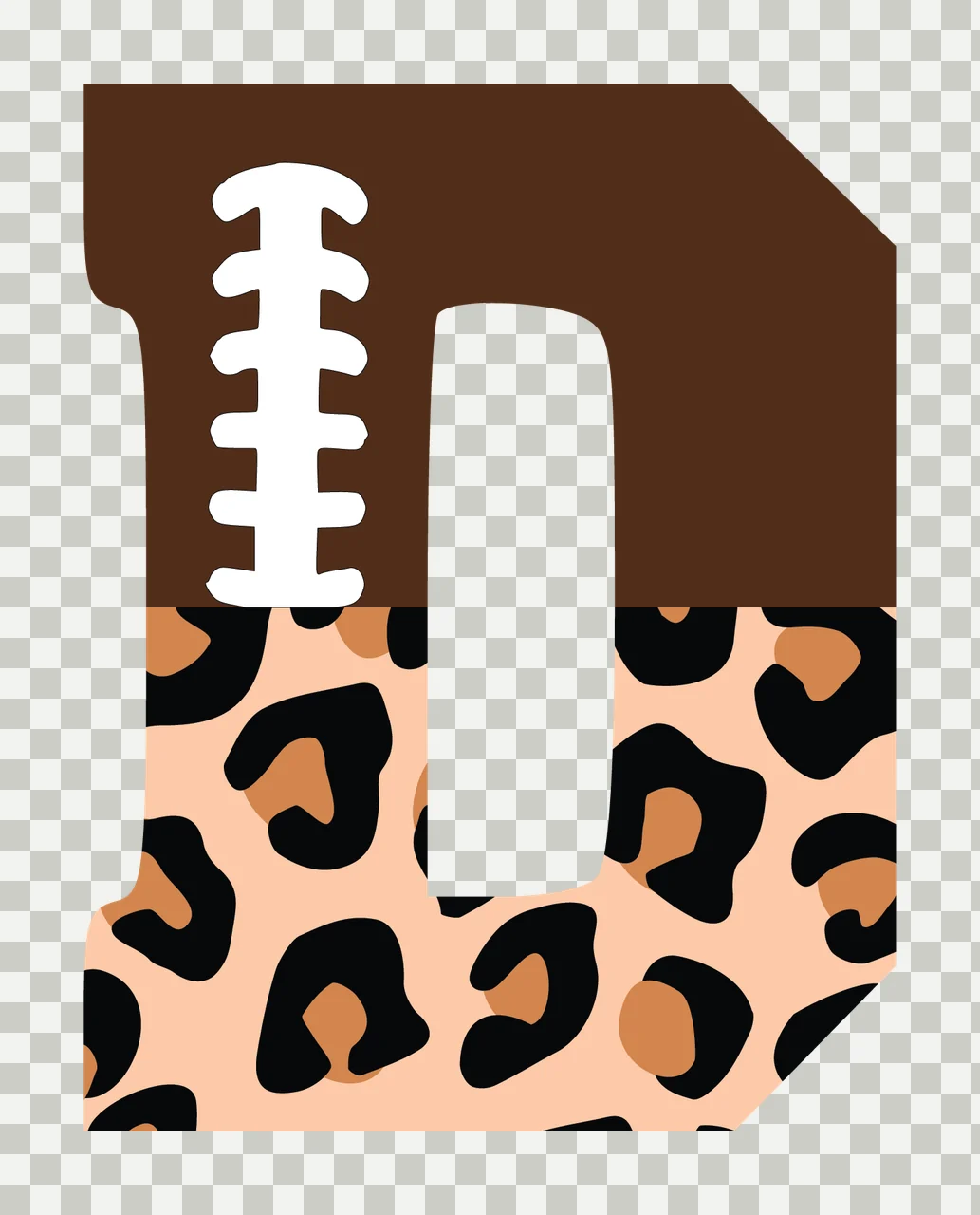 Football Font Half Leopard Character 22 american gridiron touchdown transparency and detail preview thumbnail