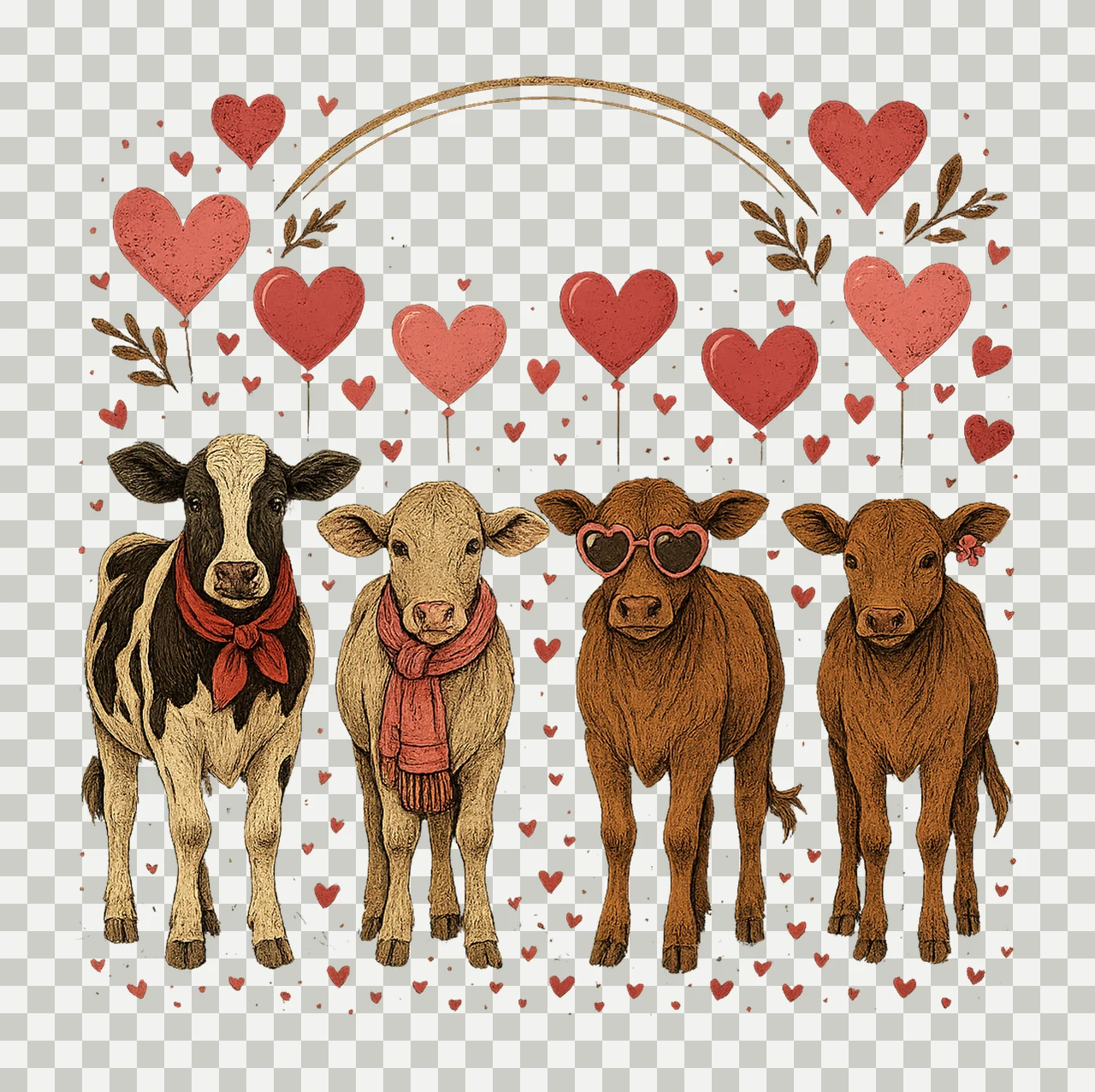 Valentine cow heifer design country love western Valentine transparency and detail preview thumbnail