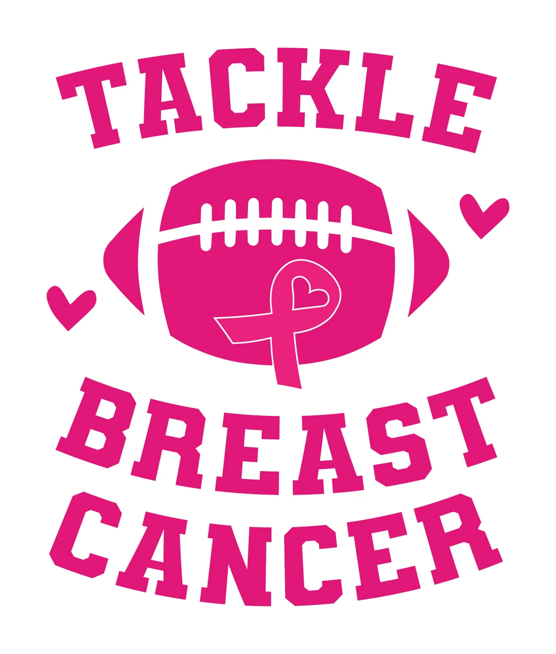 Tackle Breast Cancer Emblem With Hearts sport encouraging football