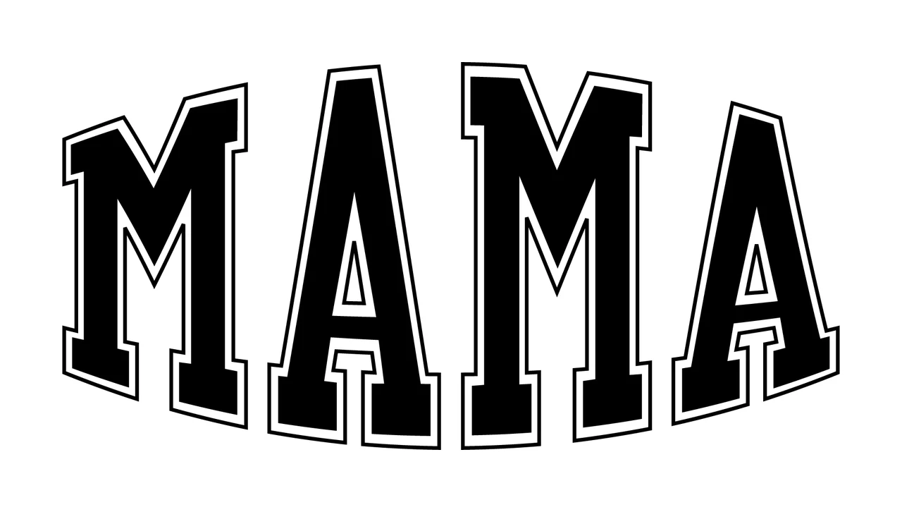 Mama Text Arched With Letters And Outlines
