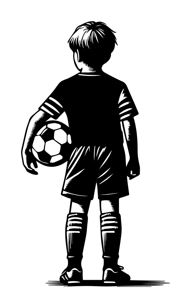 Soccer Ball Young Player Holding child standing shorts socks