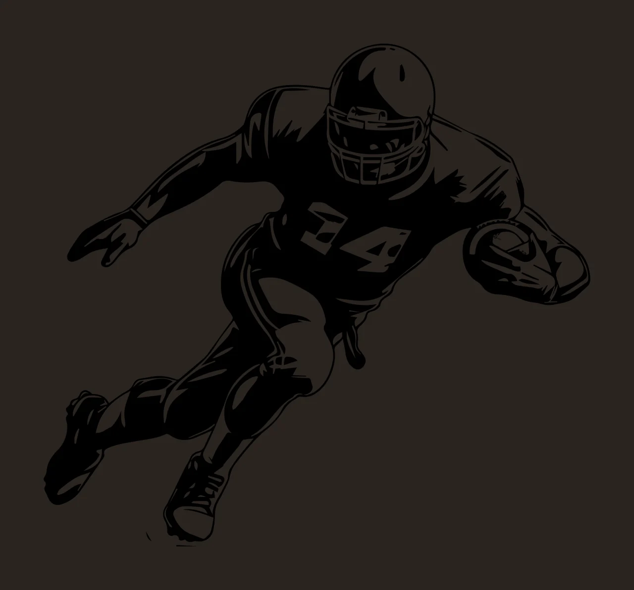 Football Player 14 Running Holding Ball athlete helmet jersey contrast preview thumbnail