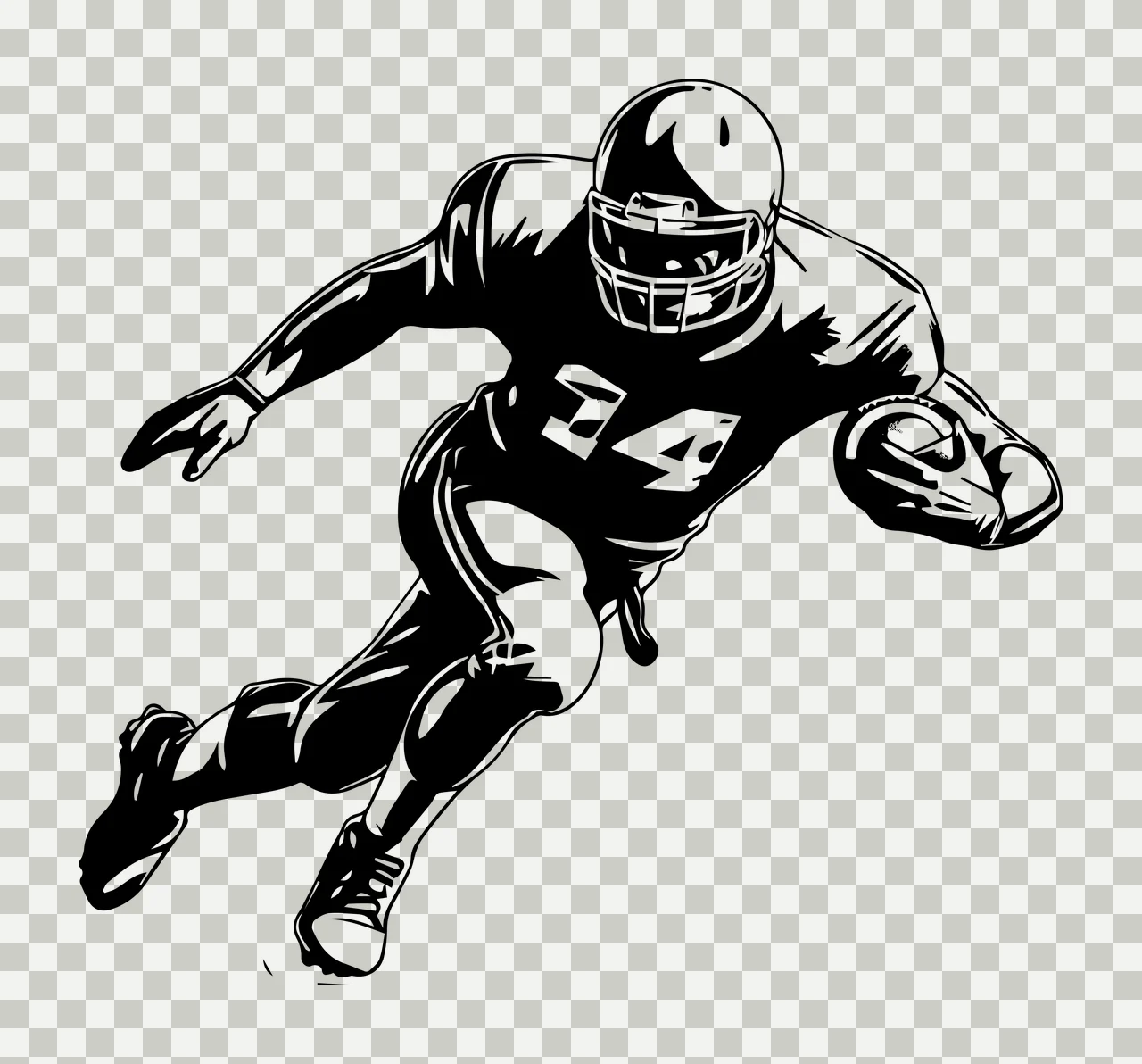 Football Player 14 Running Holding Ball athlete helmet jersey transparency and detail preview thumbnail