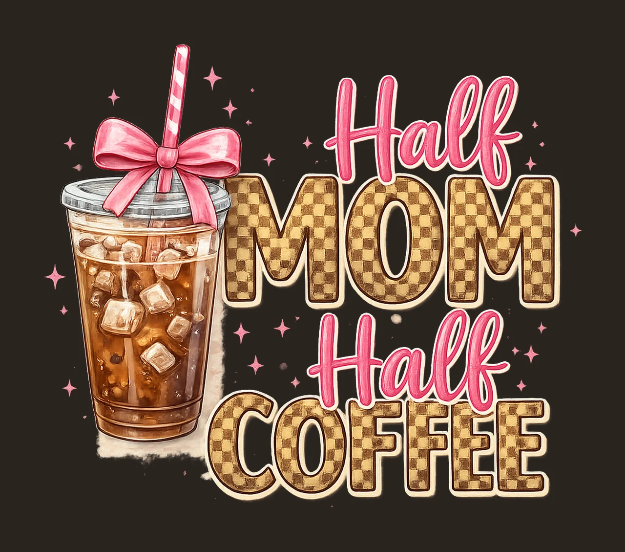 Half Mom Half Coffee Retro Checkered Mama Design Coffee contrast preview thumbnail
