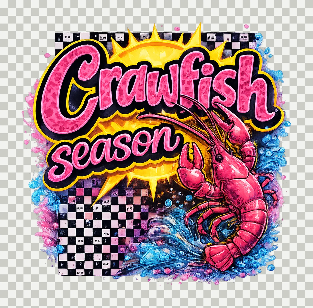 Crawfish Season Preppy Crawfish Sublimation Variation A transparency and detail preview thumbnail