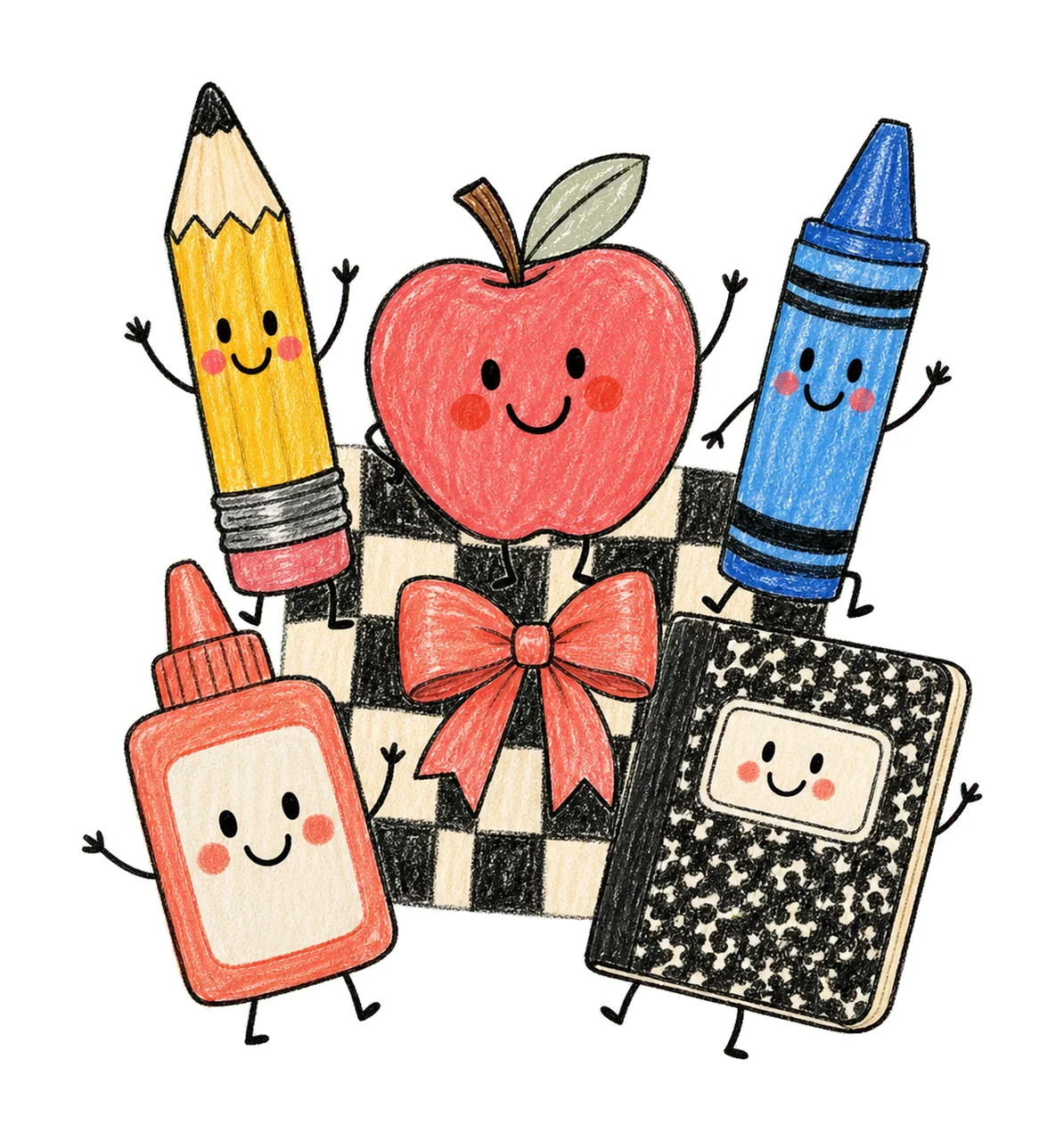 Back to School Cute School Supplies Doodle Variation A