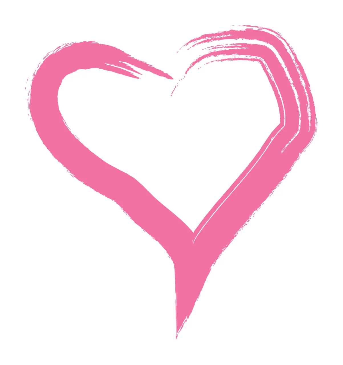 Brush Black Stroke Heart Outline Symbol painted white plain