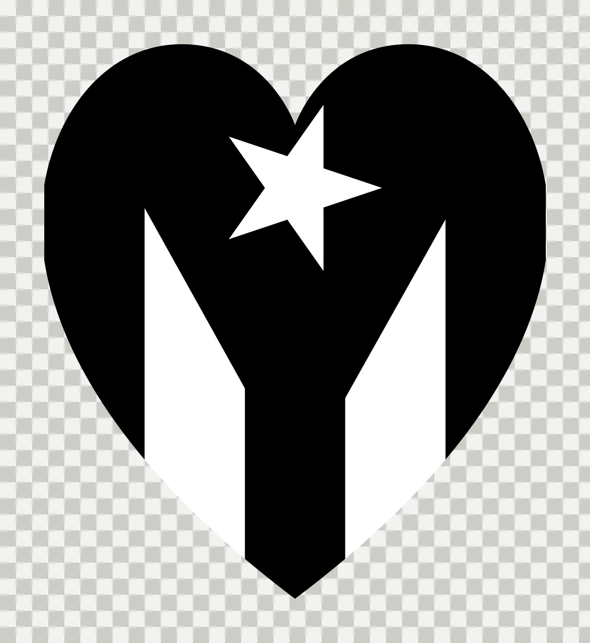 Black Heart Shape Containing A Star And Vertical encapsulating transparency and detail preview thumbnail
