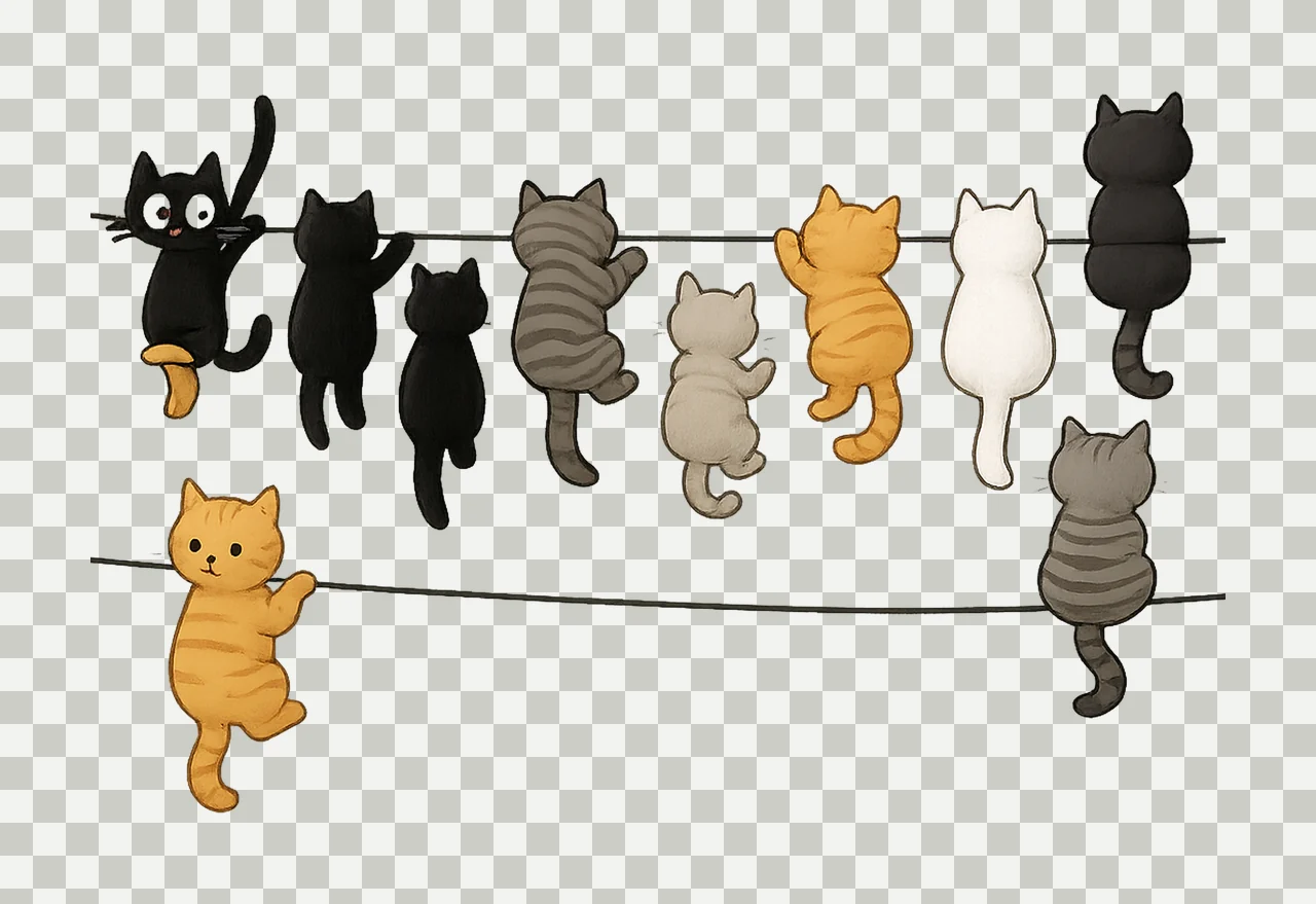 Hanging Cats Artwork Funny Kitten Design Cute Cat Lover Gift transparency and detail preview thumbnail