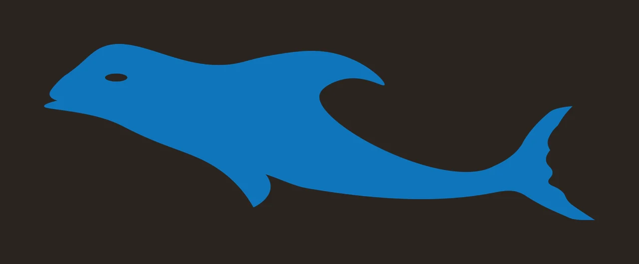 Sea Animal Black Silhouette Of A Small Whale swimming white contrast preview thumbnail