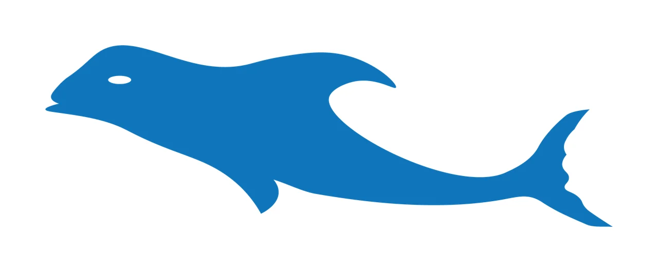 Sea Animal Black Silhouette Of A Small Whale swimming white