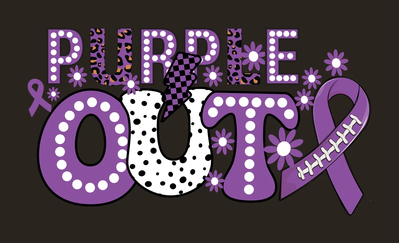 Purple Out Ribbon Flower Graphic Text and flowers black white contrast preview thumbnail