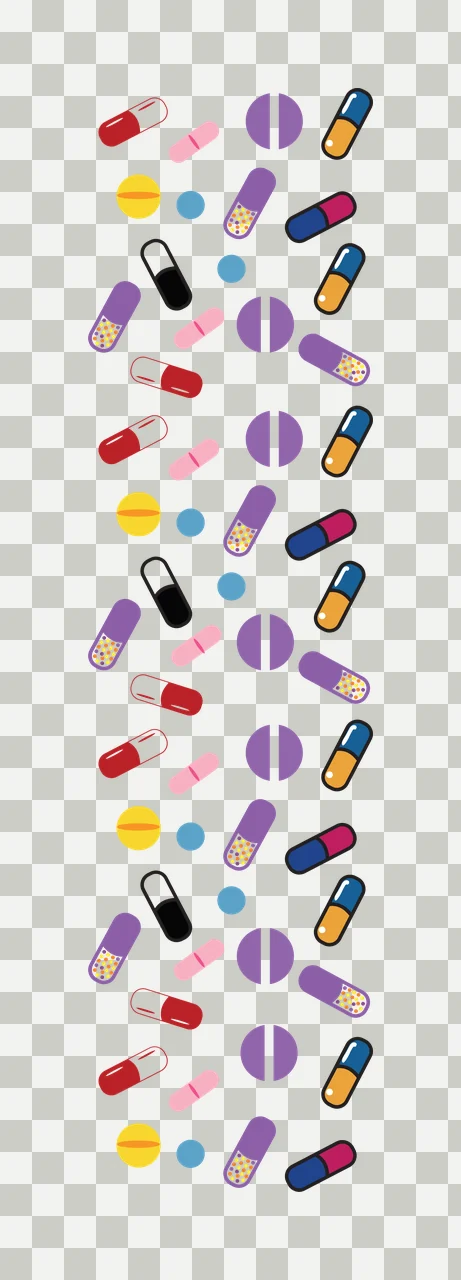 Pills Black And White Pill Assortment scattered capsules tablets transparency and detail preview thumbnail