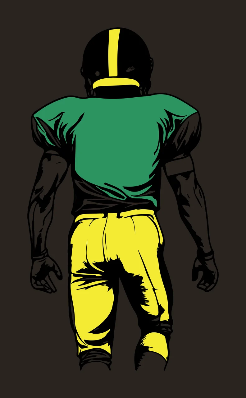 Football Player Standing Facing Away person helmet uniform contrast preview thumbnail