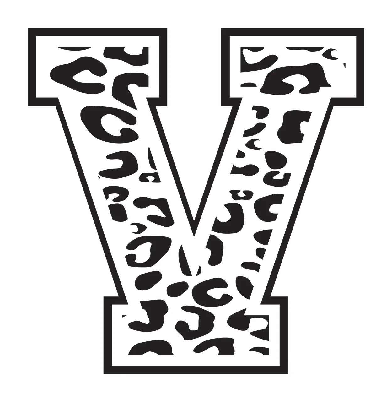 Black Varsity Half Font Leopard Character 13 print animal cheetah