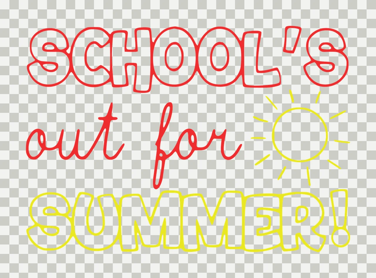 Of School Summer School S Out For Summer text and sun outline transparency and detail preview thumbnail