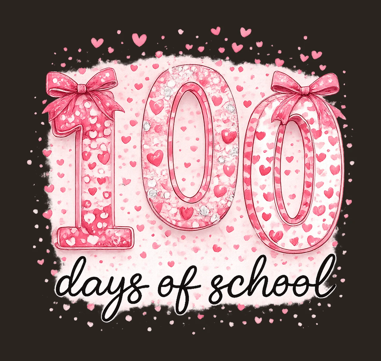 100 Days Of School Coquette Sweatshirt Pencil Coquette Bow contrast preview thumbnail