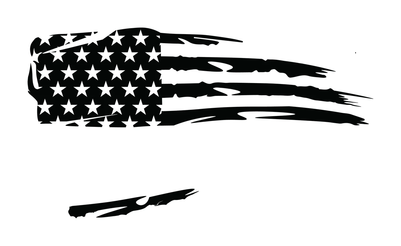 Flag American With Horizontal Brush Strokes stars stripes black