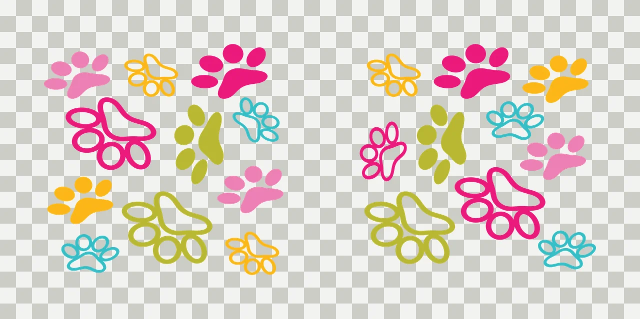 Paw Can Glass Wrap Pattern Of Multiple Animal prints pads toes transparency and detail preview thumbnail