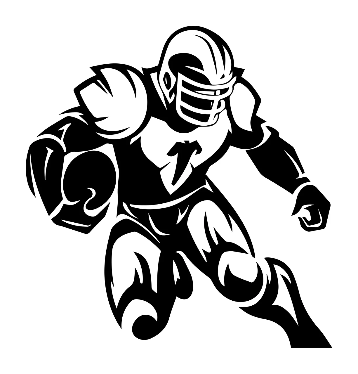 Football Player Sprinting In Black Silhouette helmet jersey
