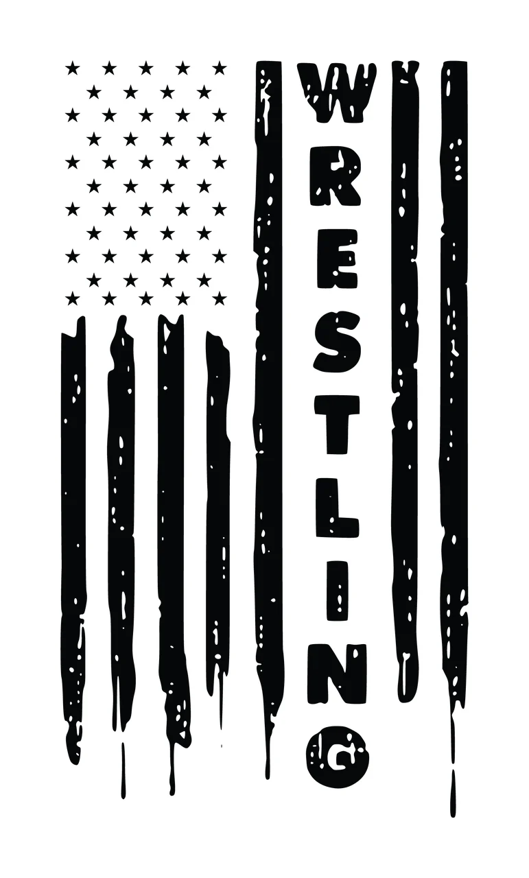 Wrestling Vertical Flag Graphic With The Word stars black white