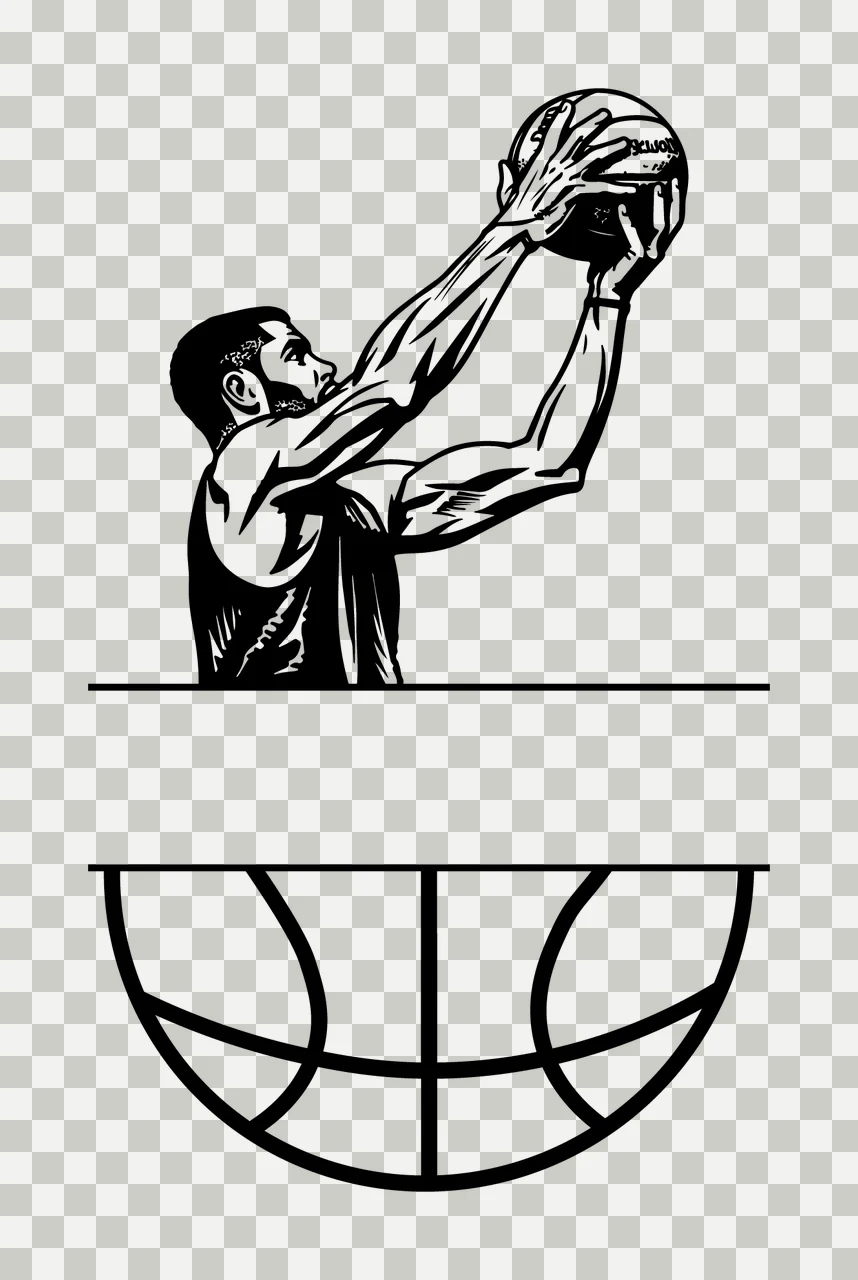 Can Glass Wrap Basketball Player Shooting Ball Split transparency and detail preview thumbnail