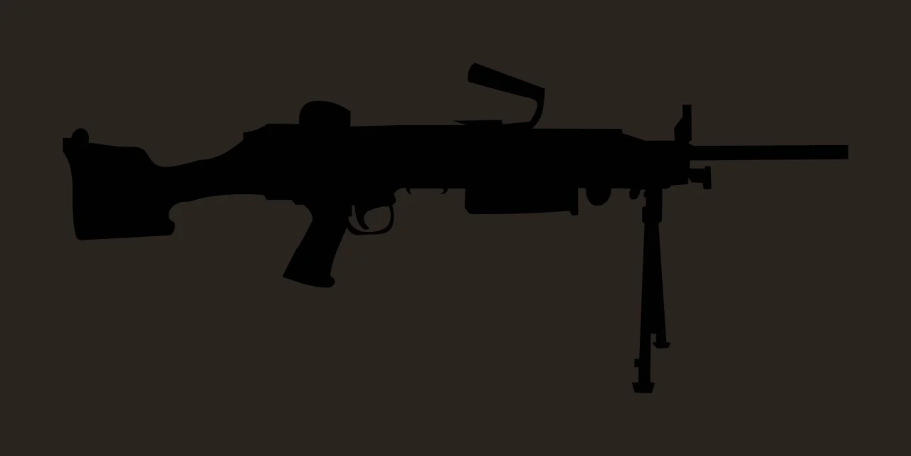 Black Silhouette Of A Light Machine Gun stationary bipod barrel contrast preview thumbnail