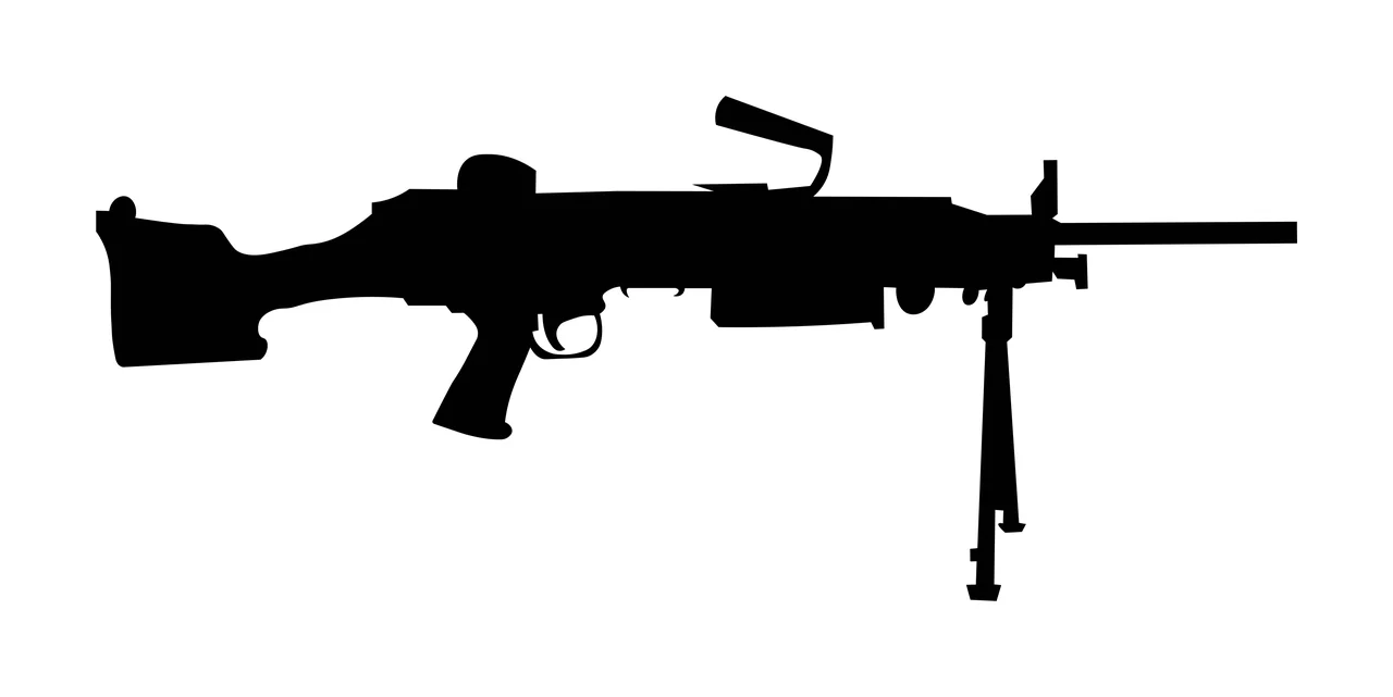 Black Silhouette Of A Light Machine Gun stationary bipod barrel
