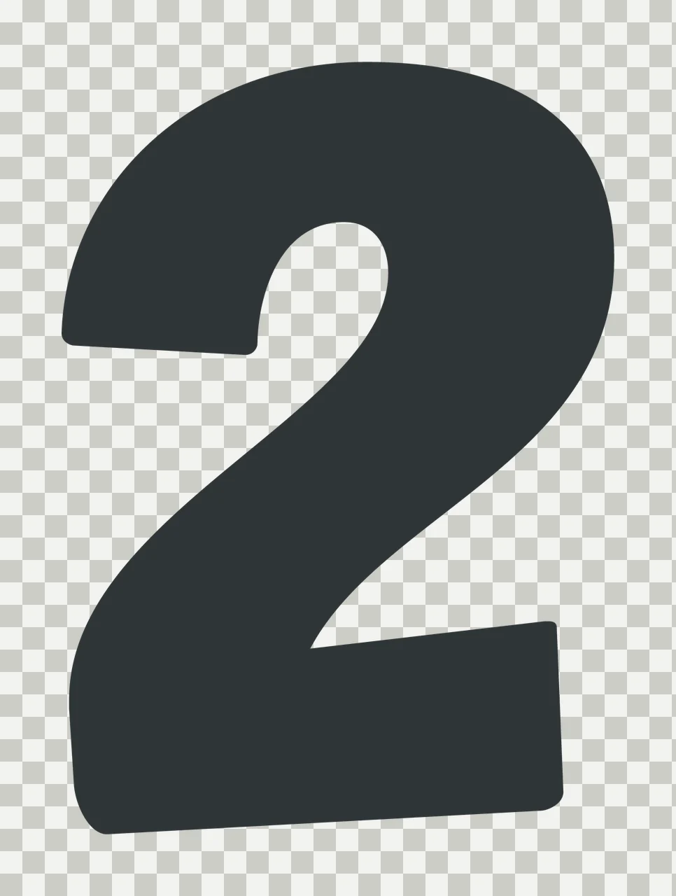 Number 2 Bold Black Digit Two Character typography white plain transparency and detail preview thumbnail
