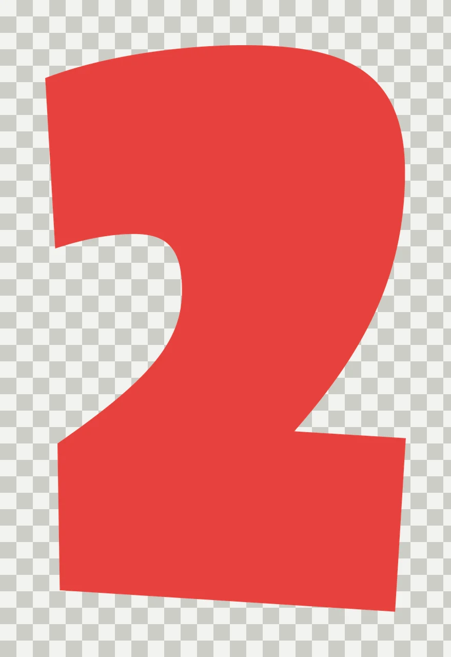2 Large Bold Black Number Two Isolated typography minimalist transparency and detail preview thumbnail