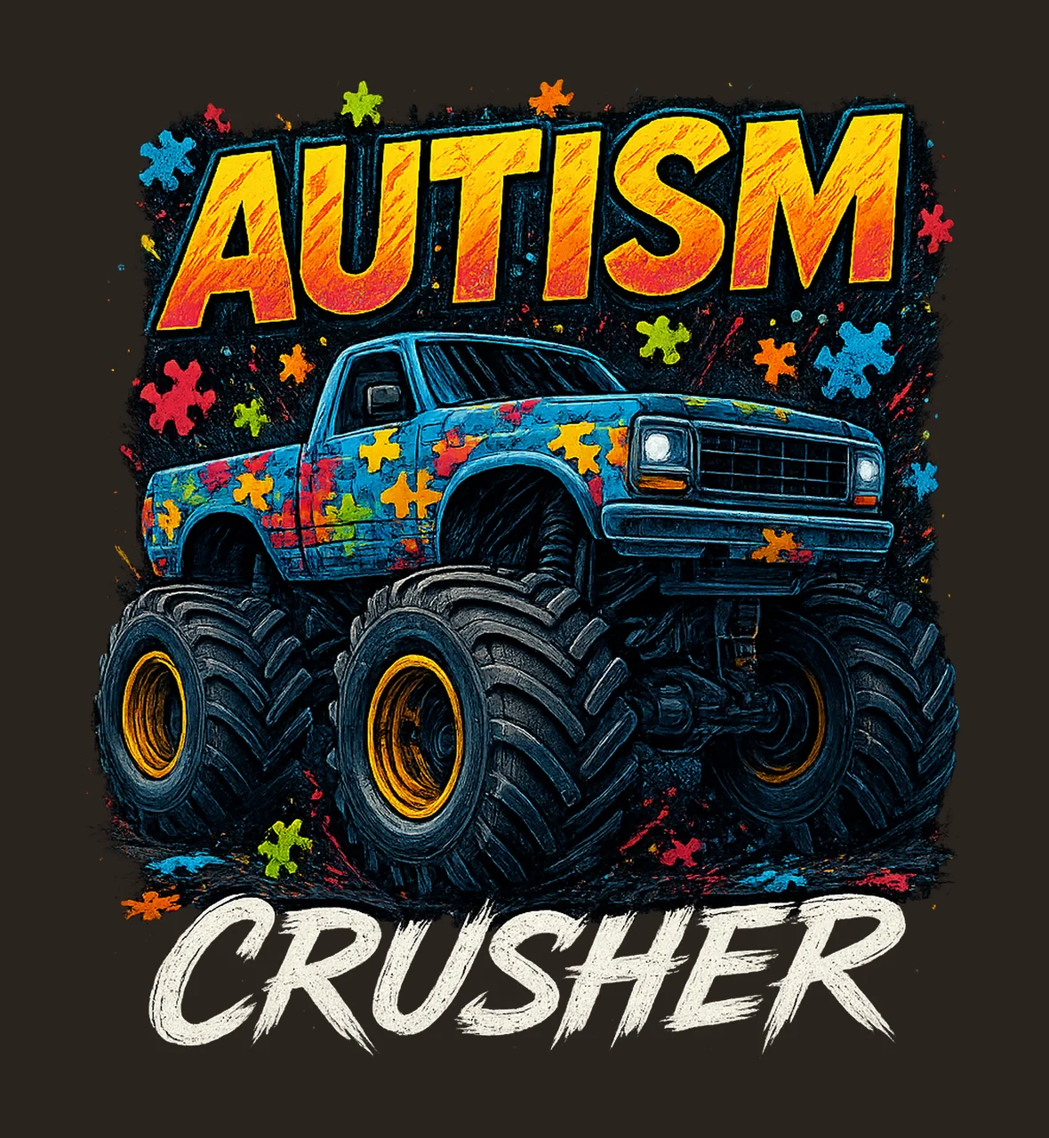 Autism Crusher Sublimation Design Monster Truck Autism contrast preview thumbnail