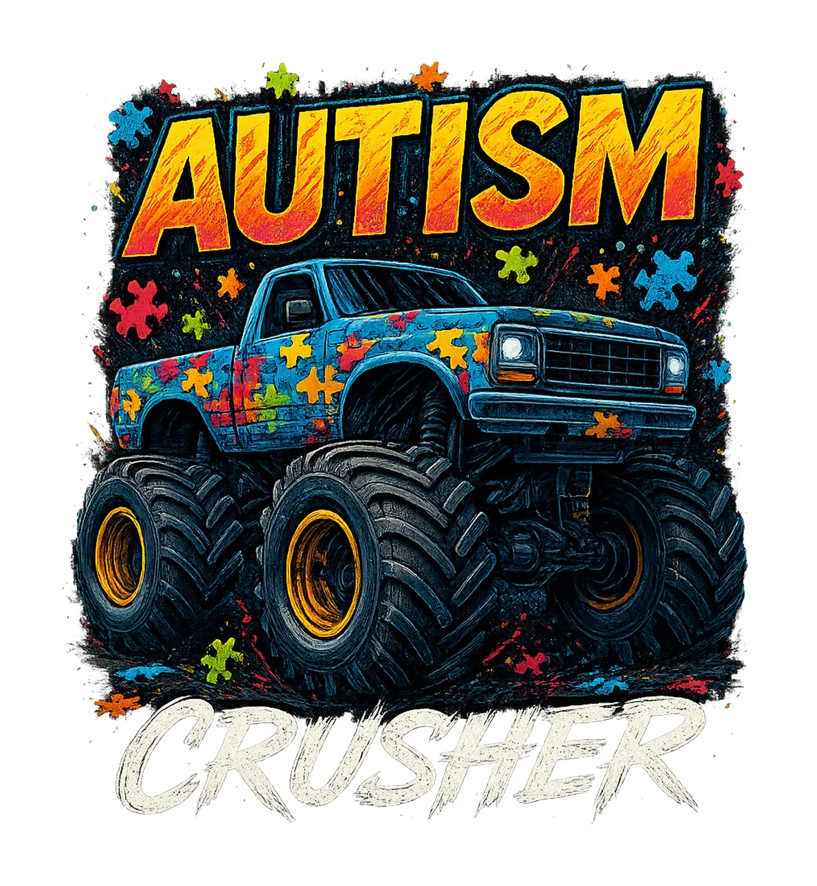 Autism Crusher Sublimation Design Monster Truck Autism