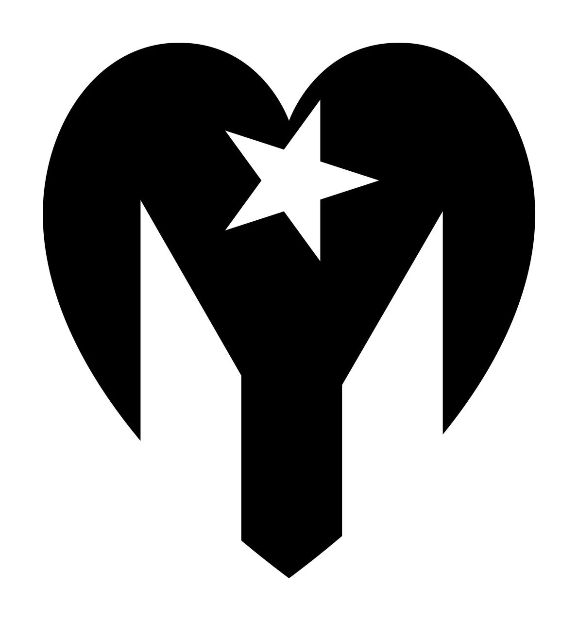 Solid Black Heart Shape With A Star Cutout graphic symbol icon