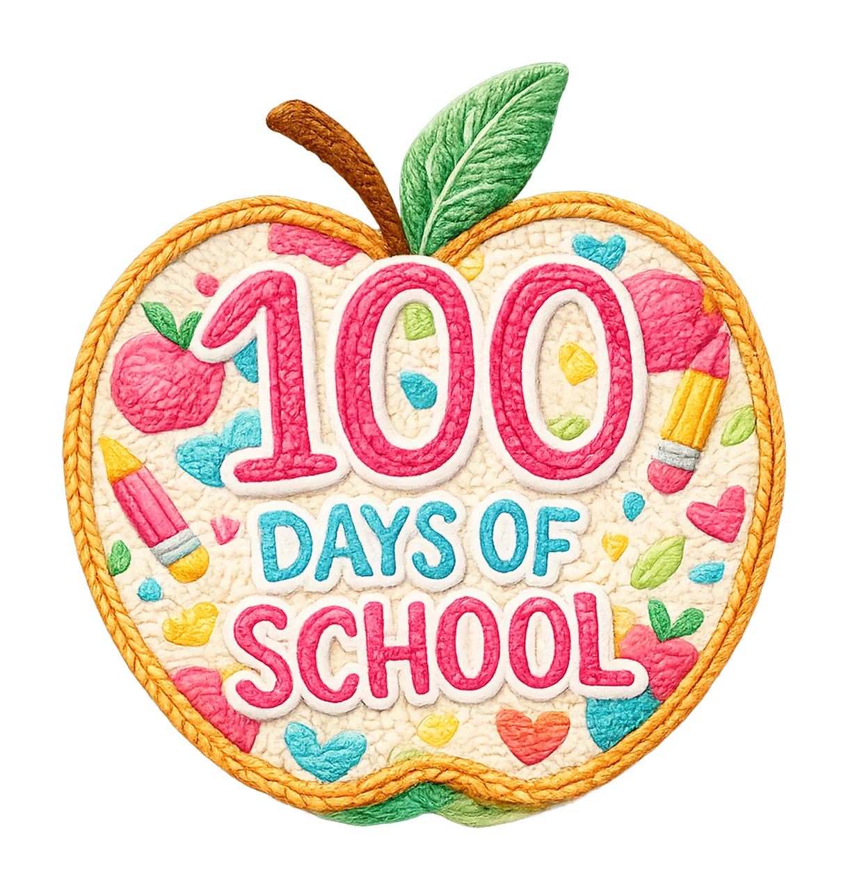 100 Days of School Embroidery Apple Latch Hook Yarn Design