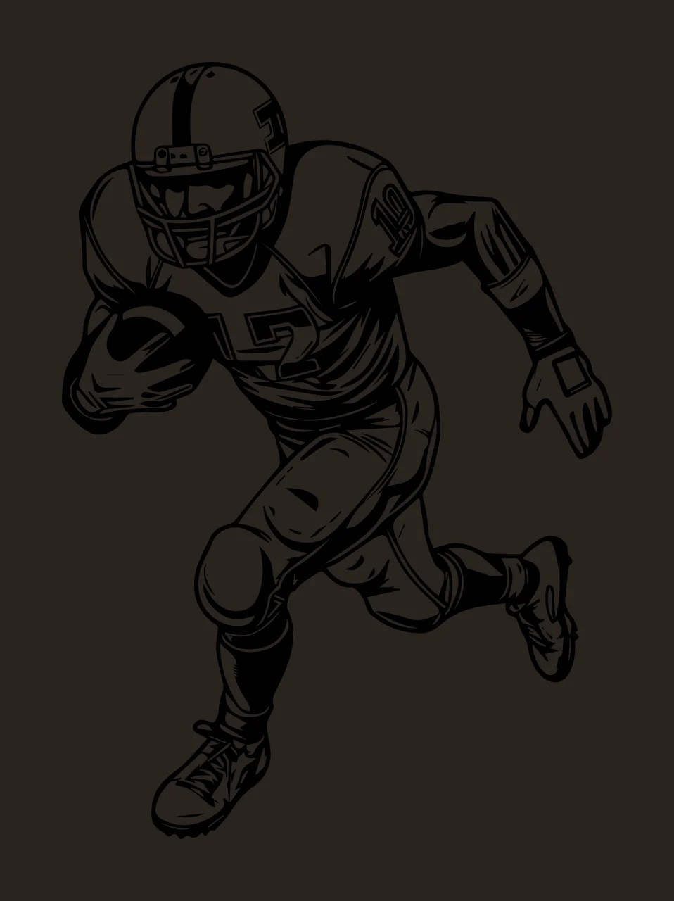 Football Player American Running Pose helmet line art black contrast preview thumbnail
