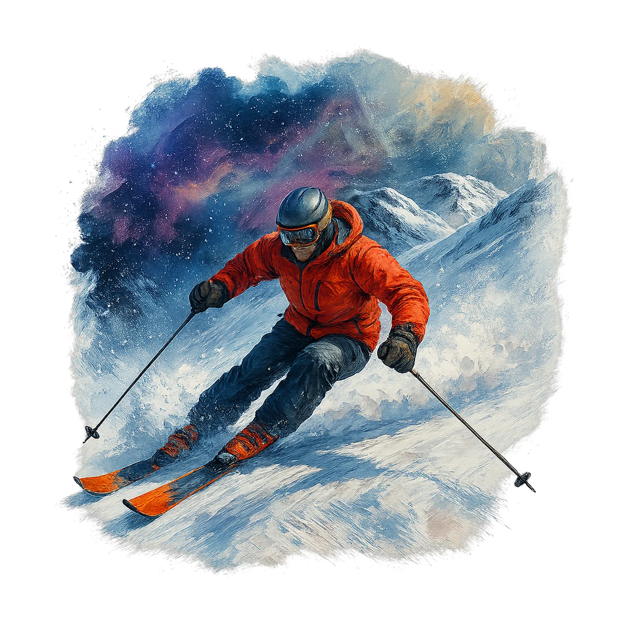 Skiing Winter Sport Watercolour High Quality Artwork shirt