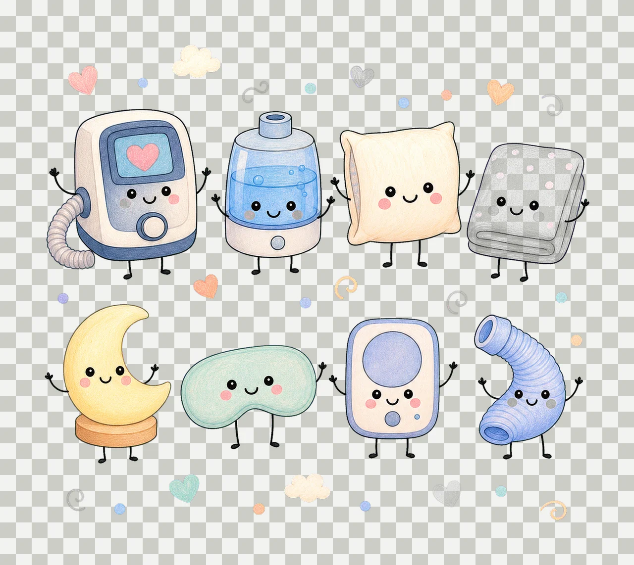 Sleep Medicine Doodle Crew Cute CPAP Sleep Tech Variation D transparency and detail preview thumbnail