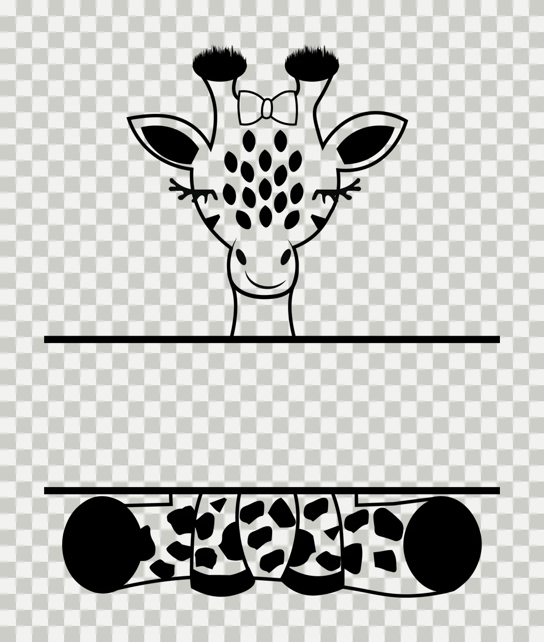 Animal Giraffe Head And Body Frame framed split bow tie spots transparency and detail preview thumbnail