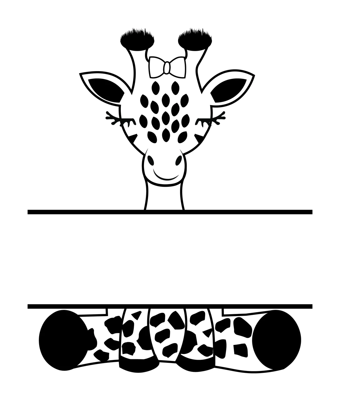 Animal Giraffe Head And Body Frame framed split bow tie spots