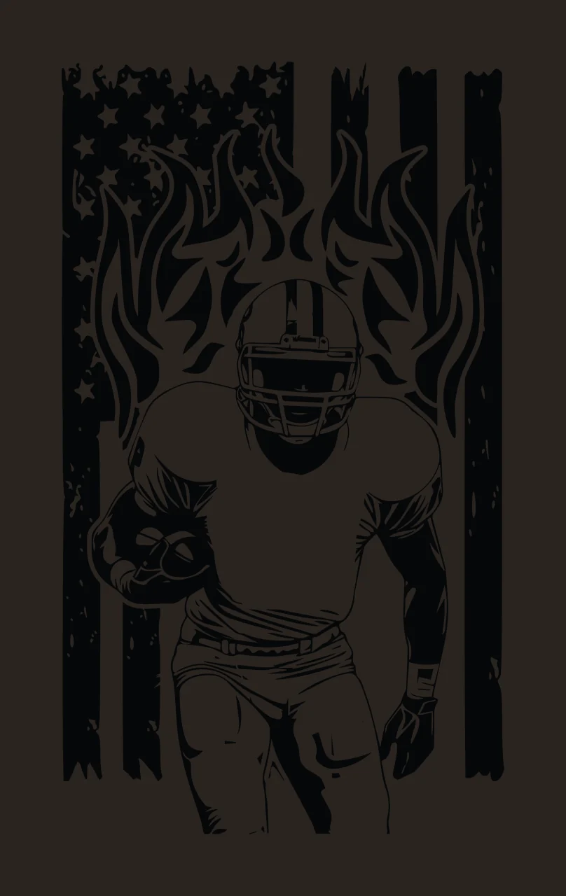 Football Player Ball Flag American Flaming Silhouette carrying contrast preview thumbnail