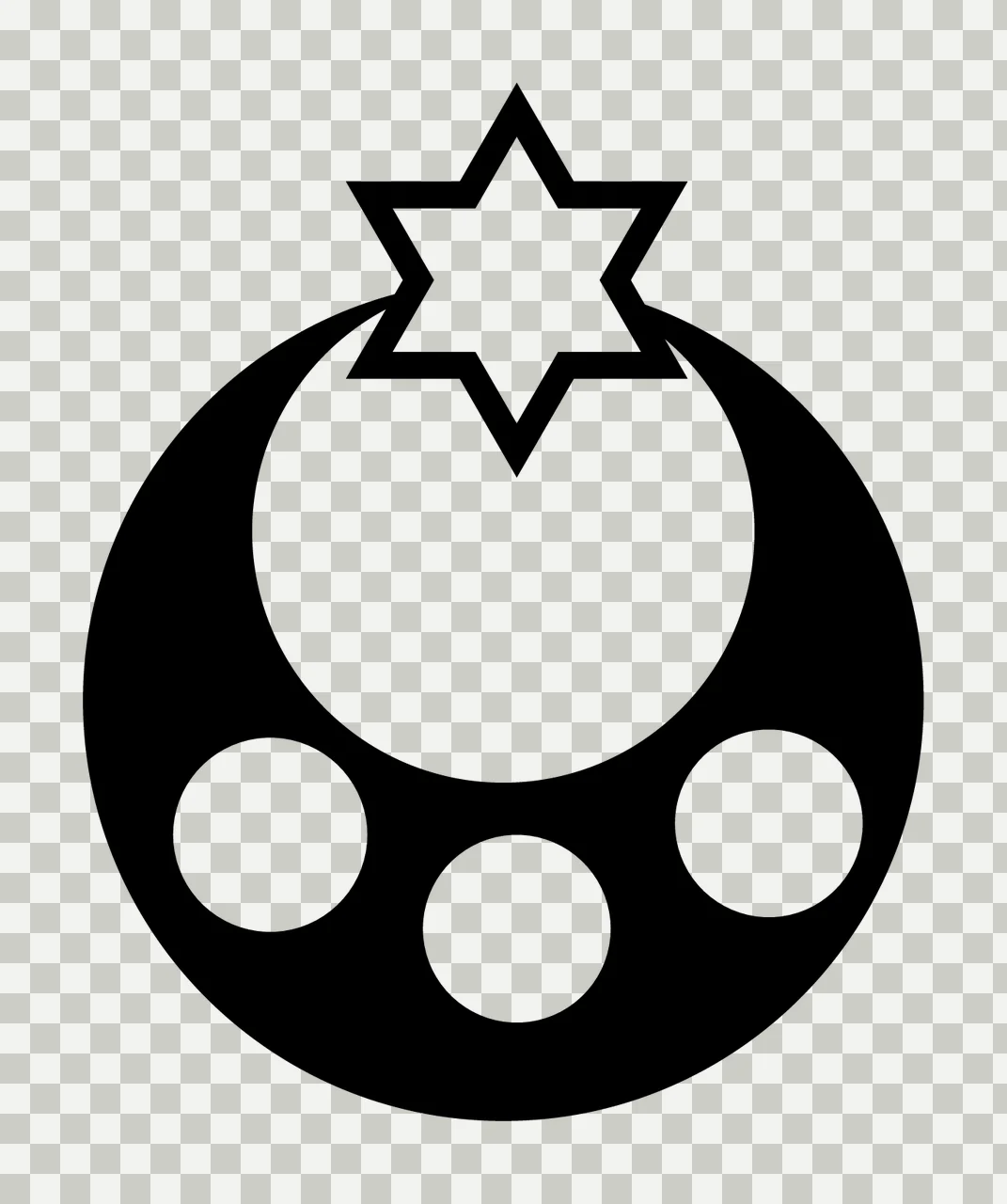 Crescent Moon With Star And Circles In Black transparency and detail preview thumbnail